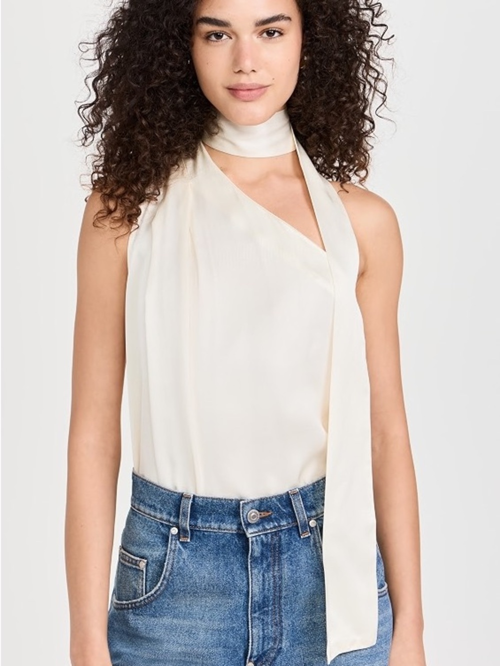 NWT ASTR Partia one shoulder top Cream Scarf-Neck Women’s Top